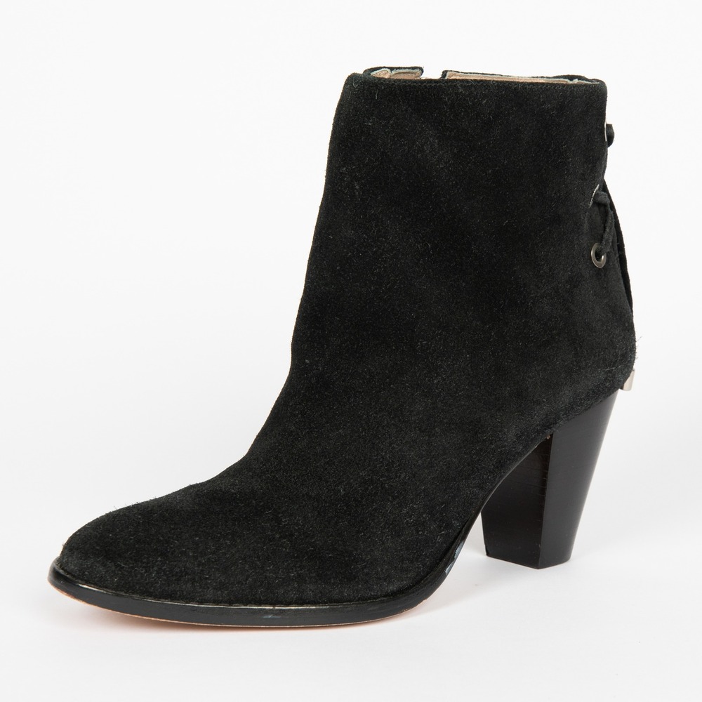 Zimmermann Black Suede Lace Back Block Heel Ankle Boots Size 40‎ / 9 Made Brazil